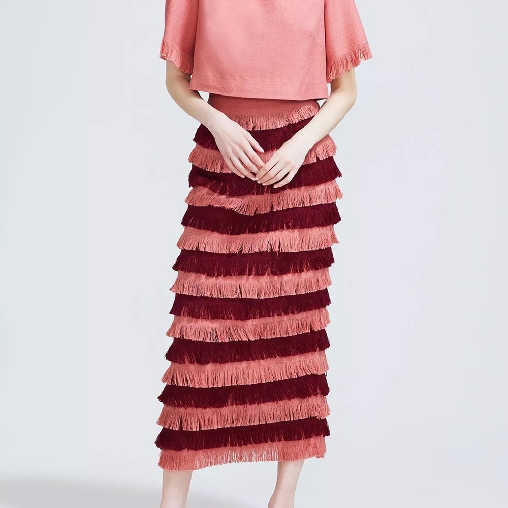Lela Rose Fringe Skirt